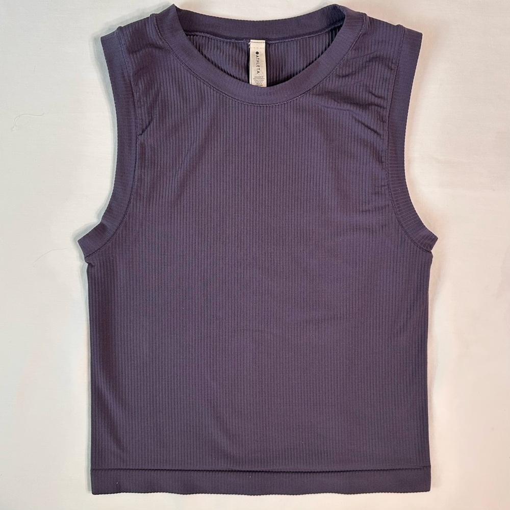 Athleta Purple Sleeveless Cropped Ribbed Top Size M